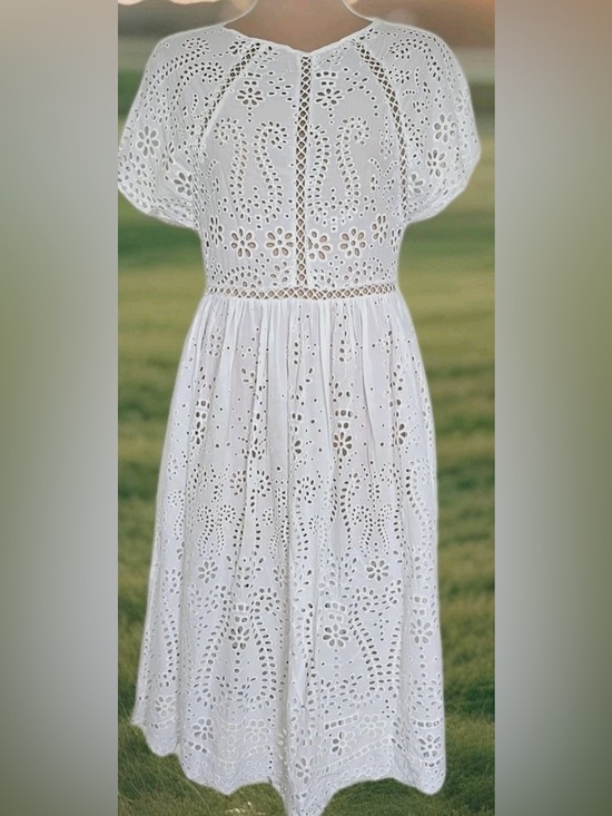 Zimmermann Dresses & Skirts - Zimmermann White Broderie Anglaise Midi Dress with Eyelet Detail 1